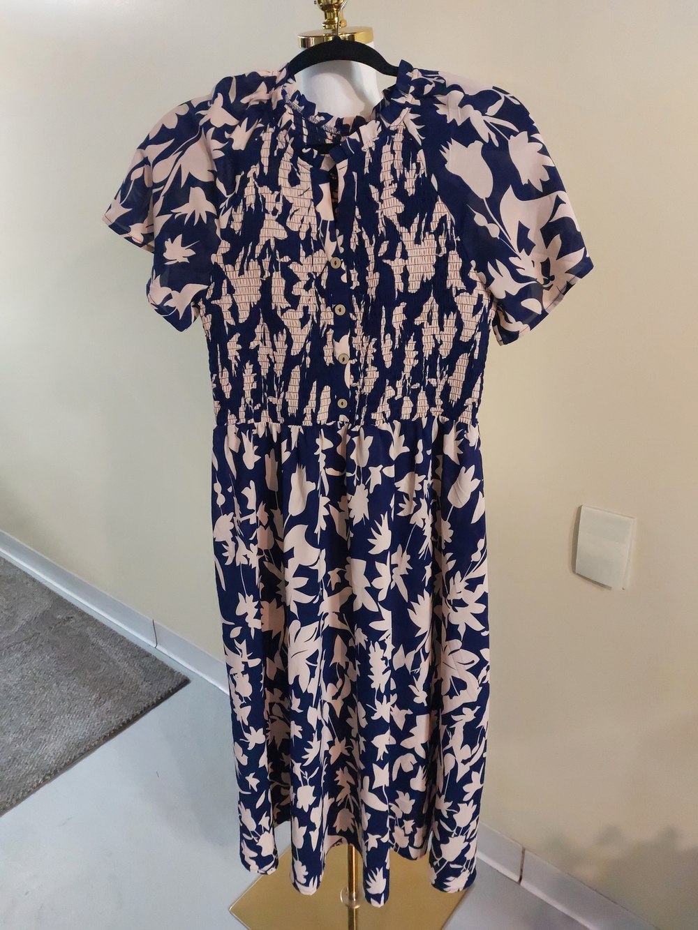 Amazon Navy and Light Pink Floral Midi Dress